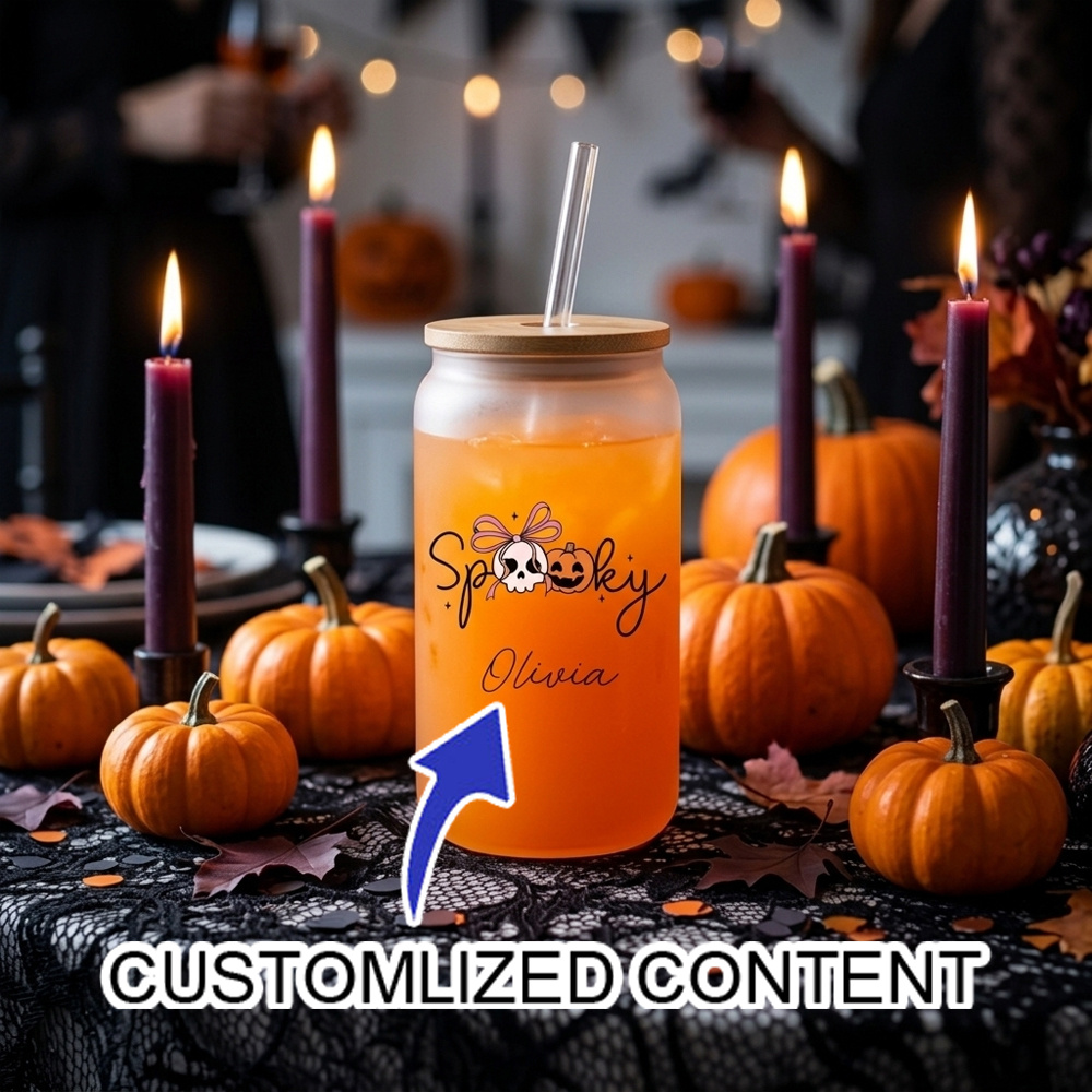 Coffee Equipment Camping - Custom Name Spooky Halloween Glass Cup