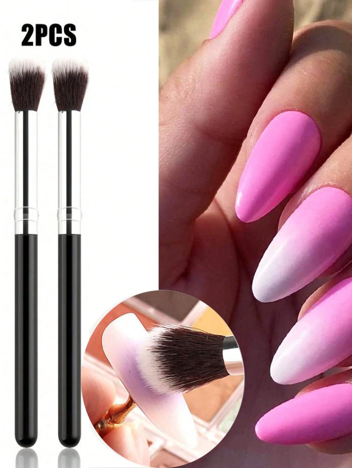 2Pcs Ombre Nail Art Brush Set  - Group Head Brush ulasan dan harga